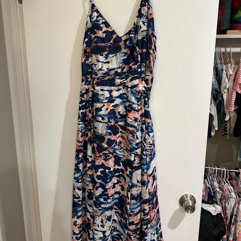 Hutch Blue and Pink Abstract Maxi Dress